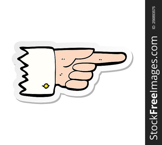sticker of a cartoon pointing hand symbol