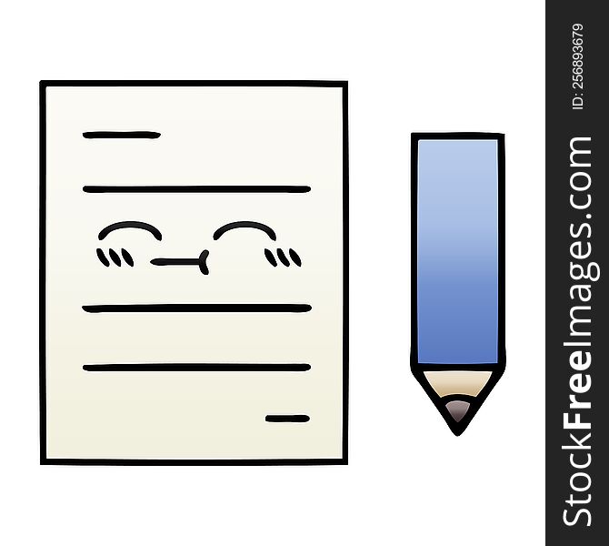 gradient shaded cartoon of a test paper