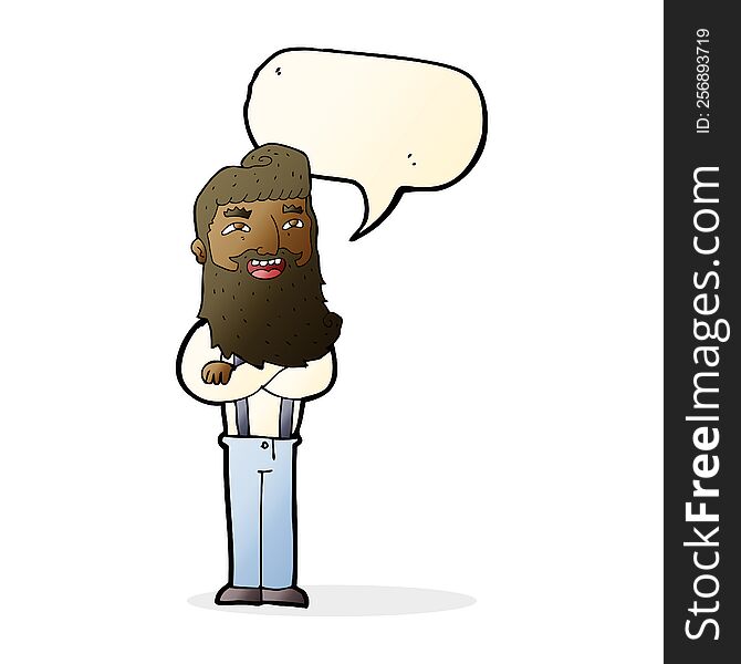 Cartoon Happy Man With Beard With Speech Bubble