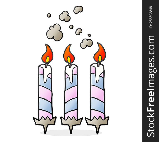 freehand drawn cartoon birthday cake candles