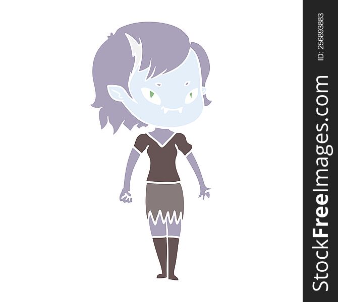 Flat Color Style Cartoon Friendly Vampire Girl