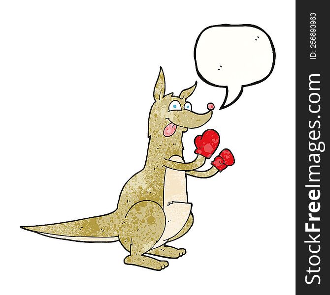 freehand speech bubble textured cartoon boxing kangaroo