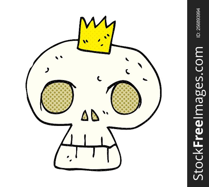 freehand drawn cartoon skull with crown
