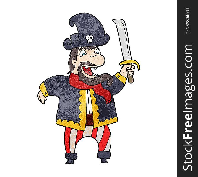 Textured Cartoon Laughing Pirate Captain