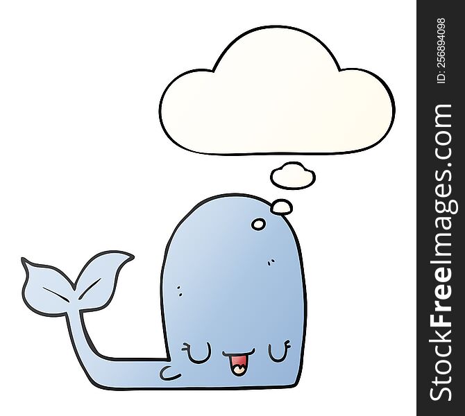 Cartoon Happy Whale And Thought Bubble In Smooth Gradient Style