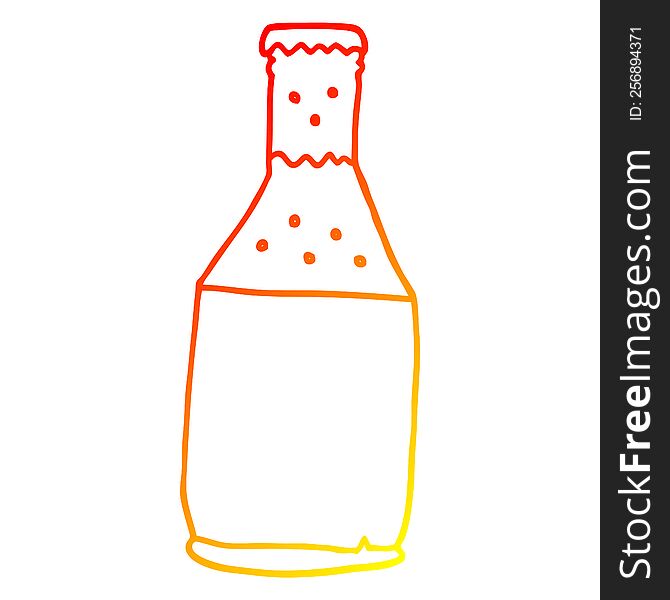 Warm Gradient Line Drawing Cartoon Beer Bottle