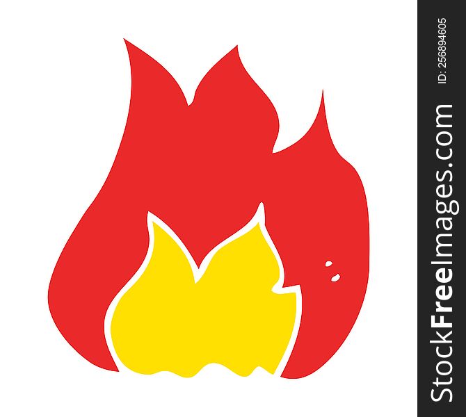Flat Color Illustration Of A Cartoon Fire Symbol