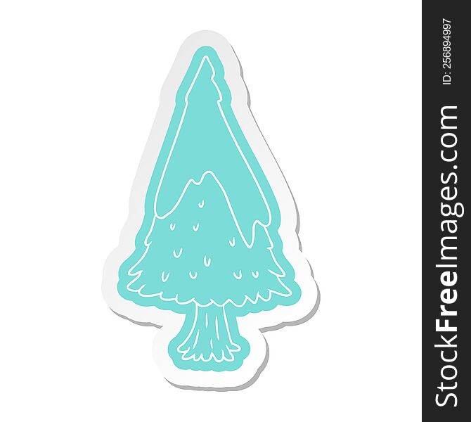 Cartoon Sticker Single Snow Covered Tree