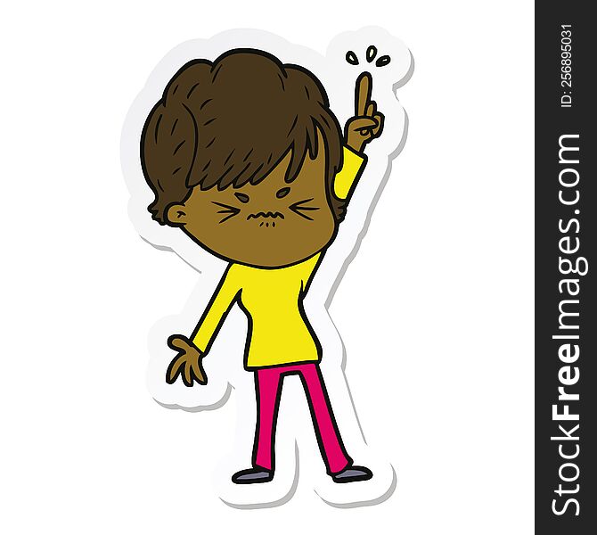 Sticker Of A Cartoon Frustrated Woman