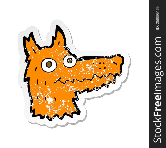 Retro Distressed Sticker Of A Cartoon Fox Head