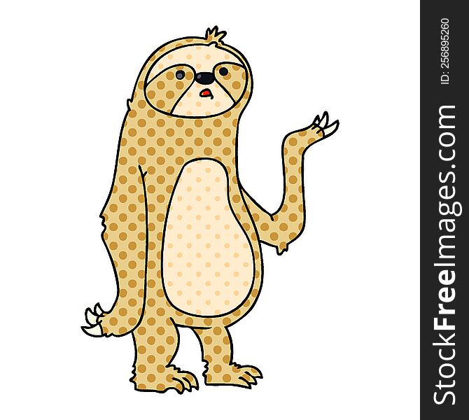 quirky comic book style cartoon sloth