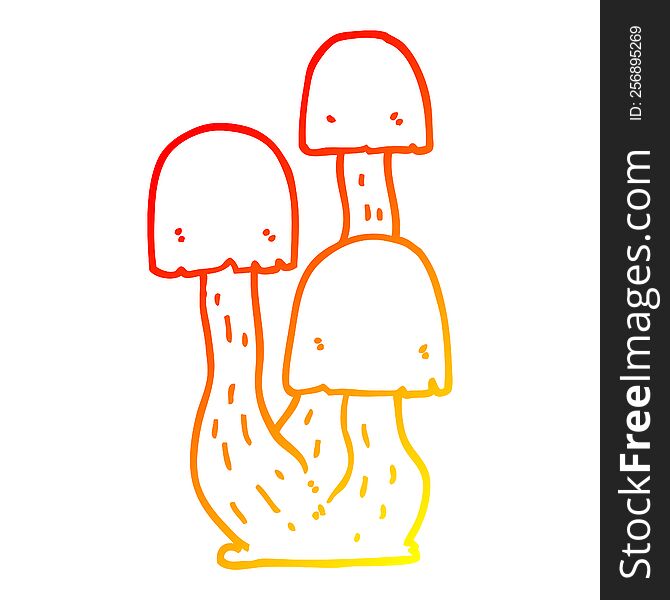 Warm Gradient Line Drawing Cartoon Mushroom