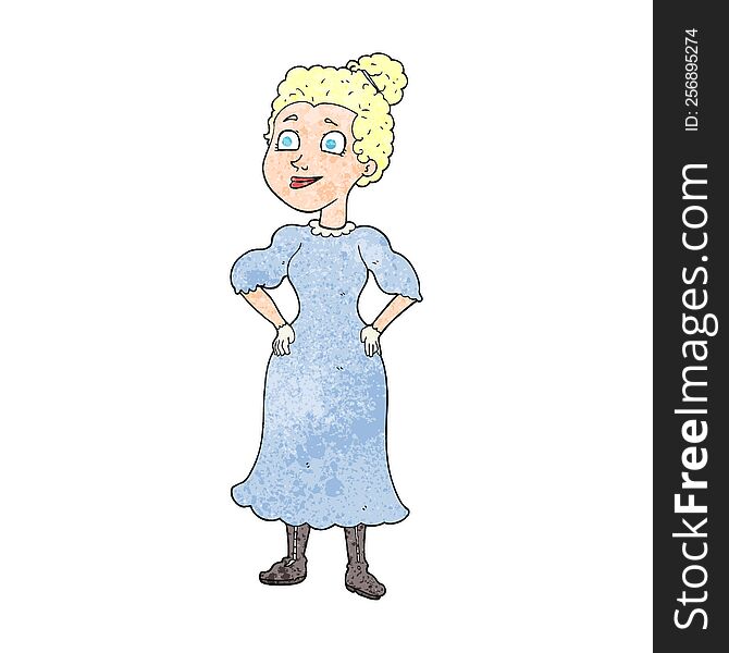 Textured Cartoon Victorian Woman In Dress