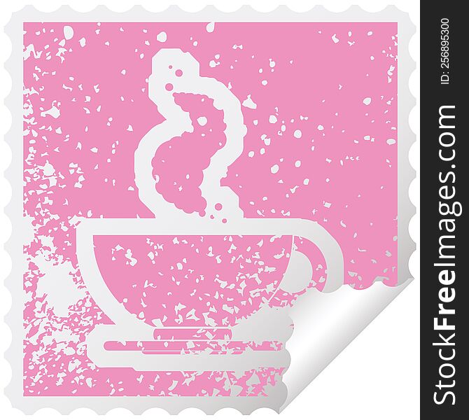 Coffee Cup Distressed Sticker