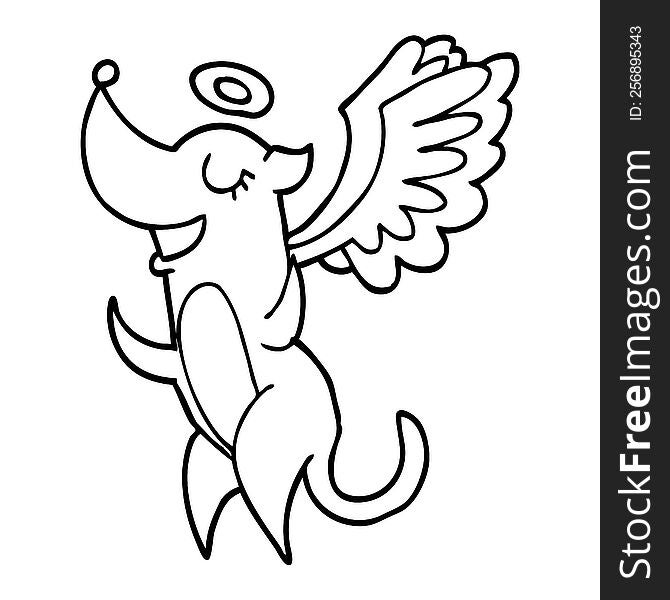 Line Drawing Cartoon Angel Dog