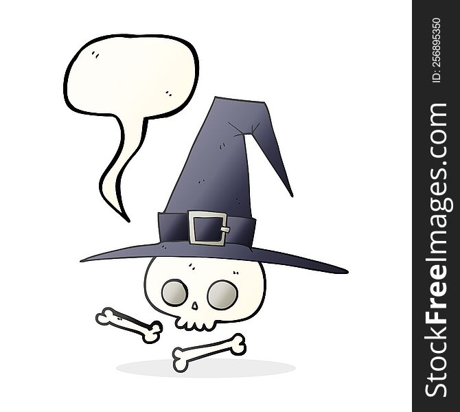 Speech Bubble Cartoon Witch Hat With Skull