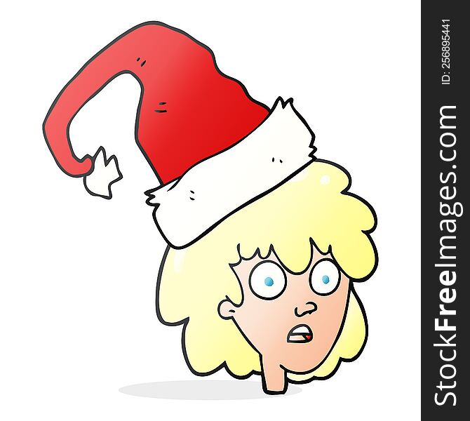 Cartoon Woman With Santa Hat