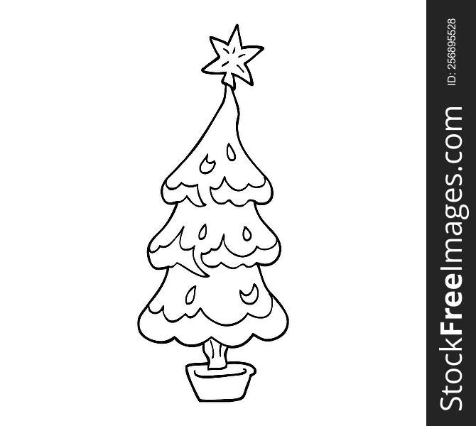 line drawing cartoon christmas tree