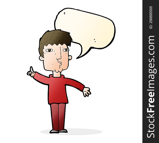 Cartoon Man Raising Point With Speech Bubble