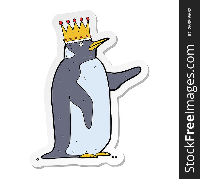 sticker of a cartoon penguin wearing crown