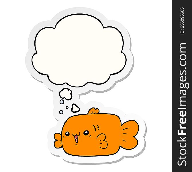 Cartoon Fish And Thought Bubble As A Printed Sticker
