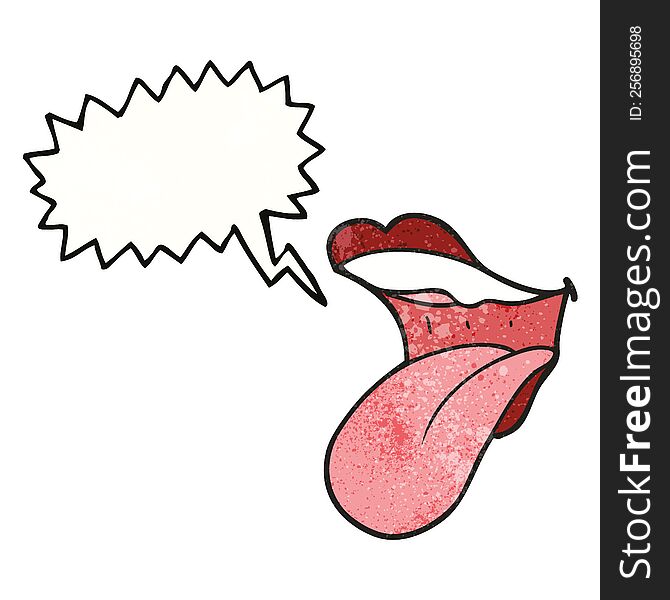 Speech Bubble Textured Cartoon Mouth Sticking Out Tongue