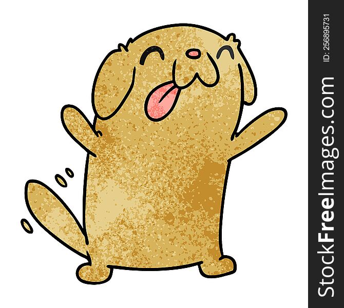 Textured Cartoon Kawaii Of A Cute Dog