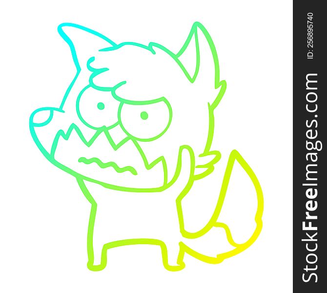 cold gradient line drawing of a cartoon annoyed fox