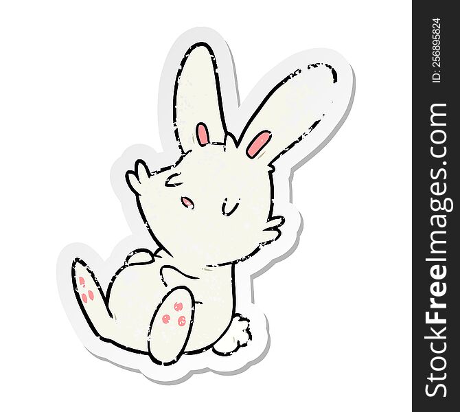 Distressed Sticker Of A Cartoon Rabbit Sleeping