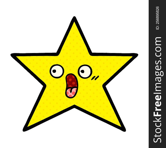 Comic Book Style Cartoon Gold Star