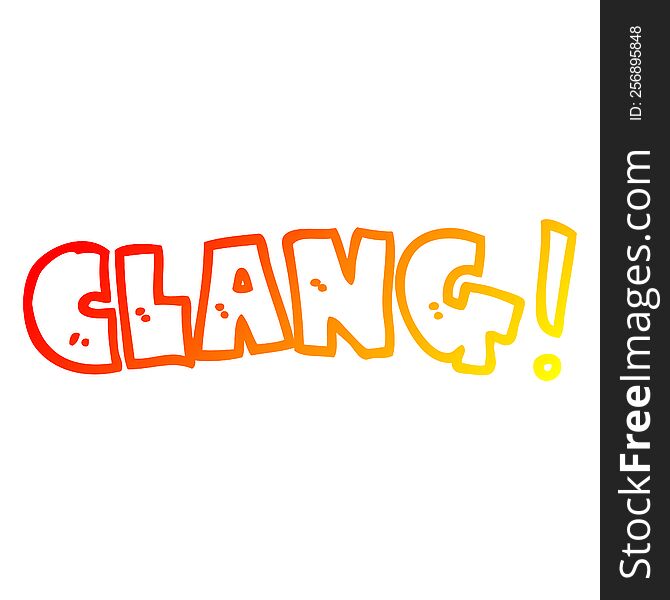 warm gradient line drawing of a cartoon word clang