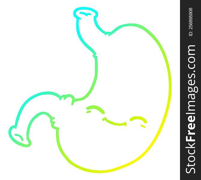 cold gradient line drawing of a cartoon stomach