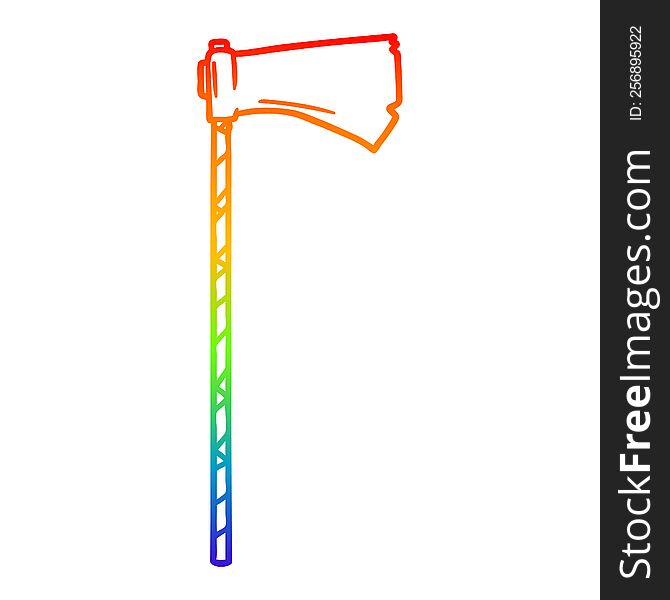 rainbow gradient line drawing of a cartoon medieval war axe