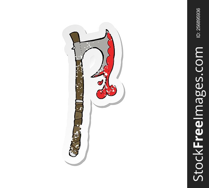 Retro Distressed Sticker Of A Cartoon Viking Axe