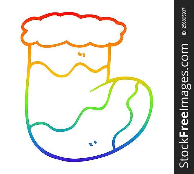 rainbow gradient line drawing of a cartoon christmas stockings