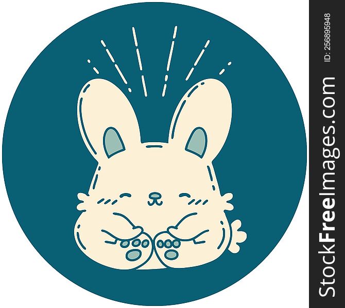 Icon Of Tattoo Style Happy Rabbit