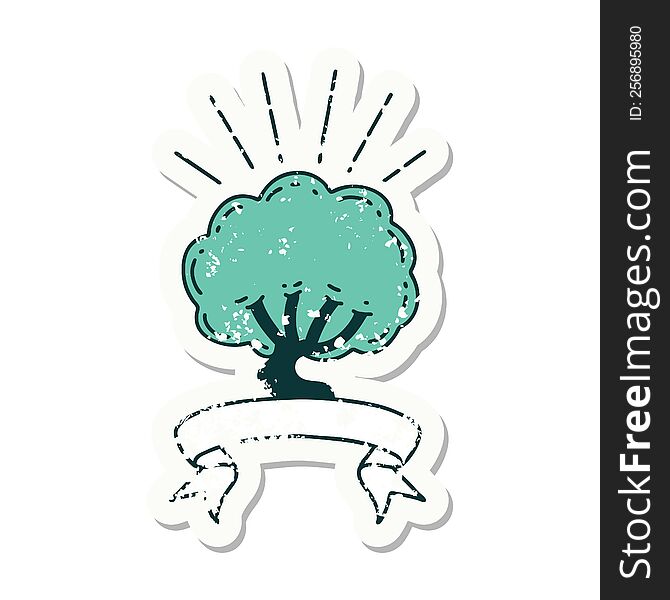 Grunge Sticker Of Tattoo Style Tree