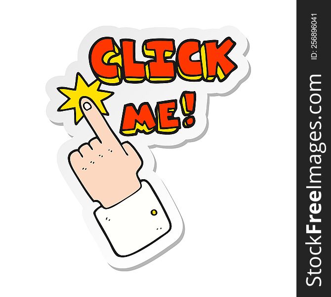 Sticker Of A Click Me Cartoon Sign