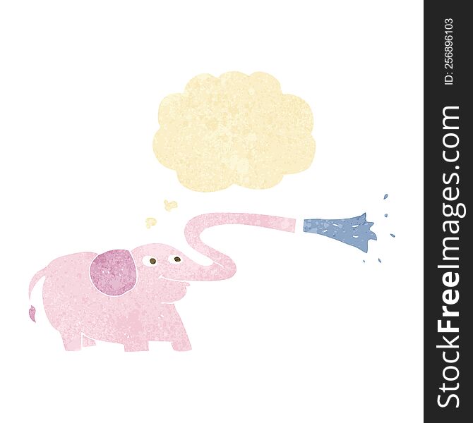 Cartoon Elephant Squirting Water With Thought Bubble