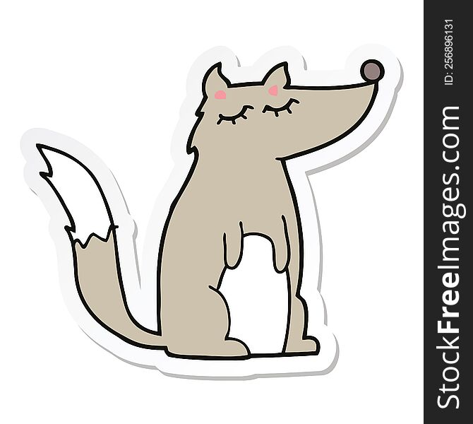 sticker of a cartoon wolf