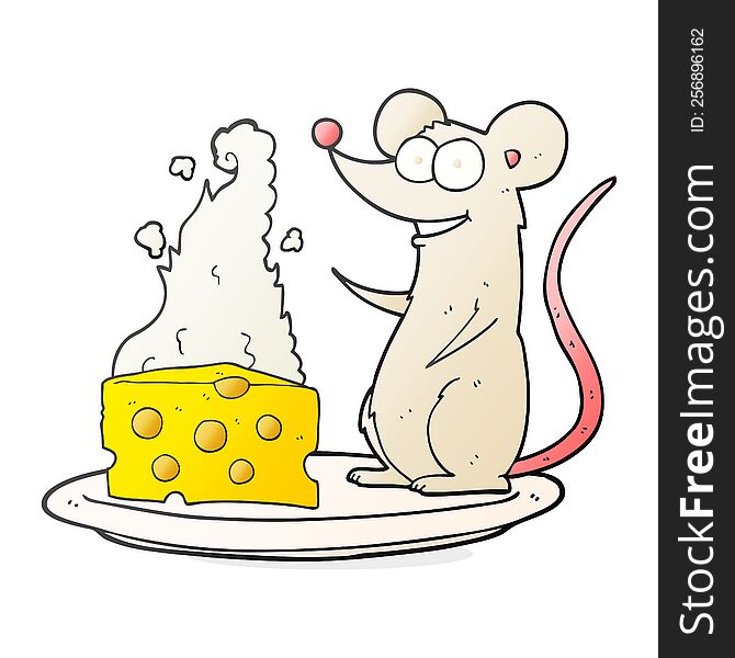 freehand drawn cartoon mouse with cheese