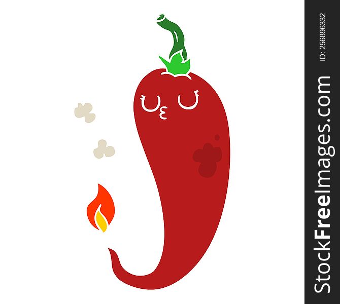 flat color style cartoon hot chili pepper