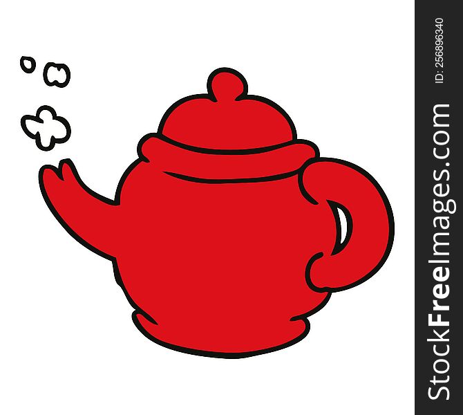 Cartoon Doodle Of A Blue Tea Pot