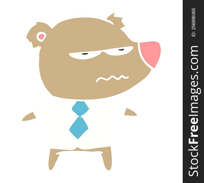 flat color style cartoon angry boss bear