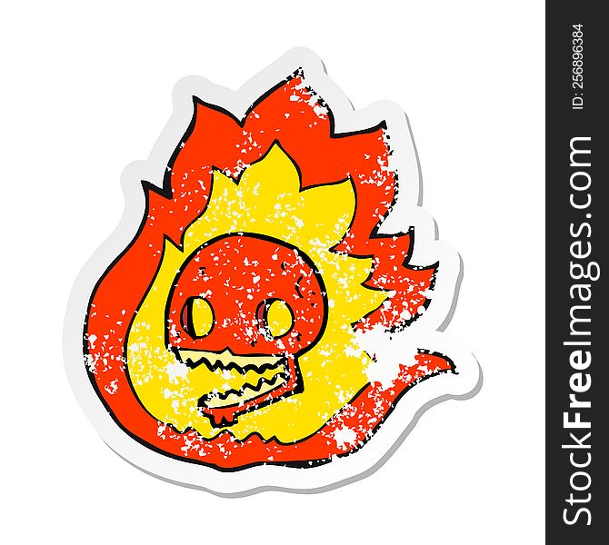 Retro Distressed Sticker Of A Cartoon Burning Skull