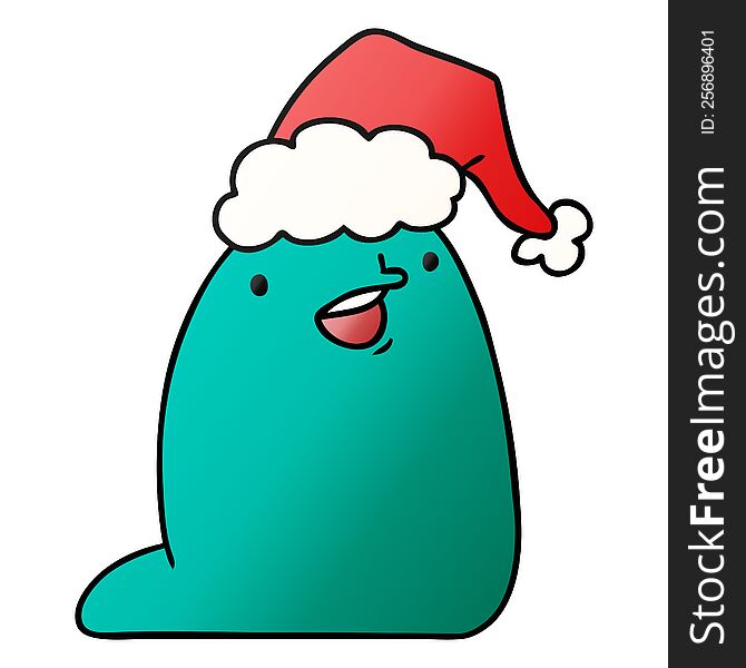 Christmas Gradient Cartoon Of Kawaii Slug