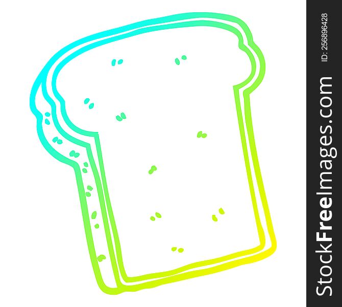 Cold Gradient Line Drawing Cartoon Slice Of Bread