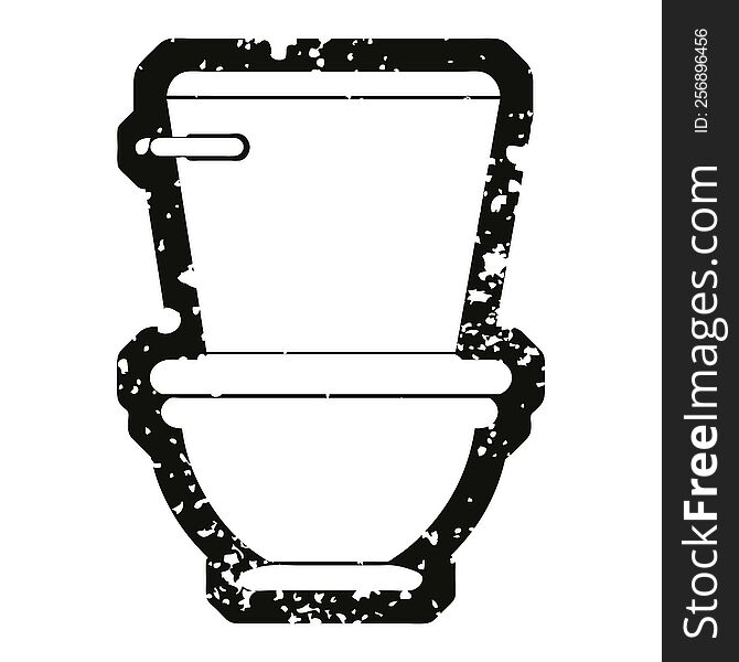 Distressed effect vector icon illustration of a toilet. Distressed effect vector icon illustration of a toilet
