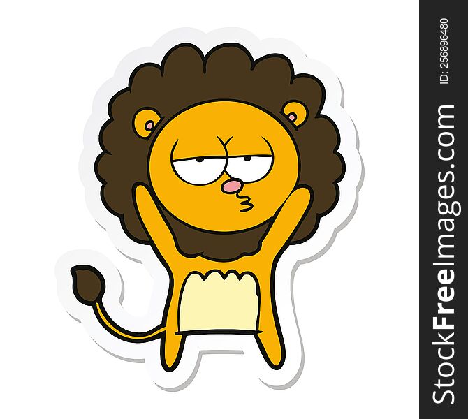 sticker of a cartoon bored lion