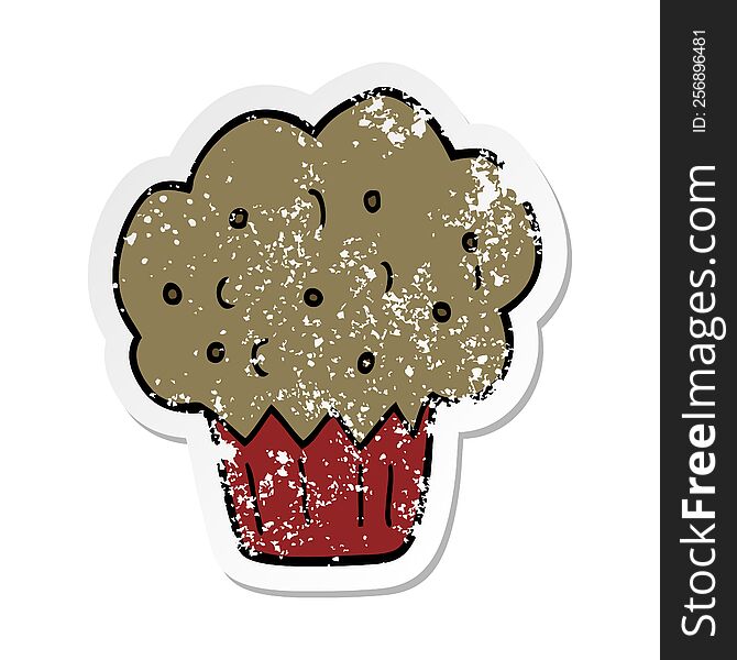 Distressed Sticker Of A Cartoon Muffin